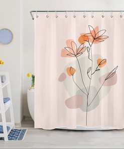 Flower Mid Century Geometric Shower Curtain for Modern Bathroom Decor