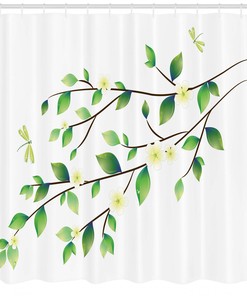 Flower and Dragonflies Shower Curtain for Bathroom - Animal Print