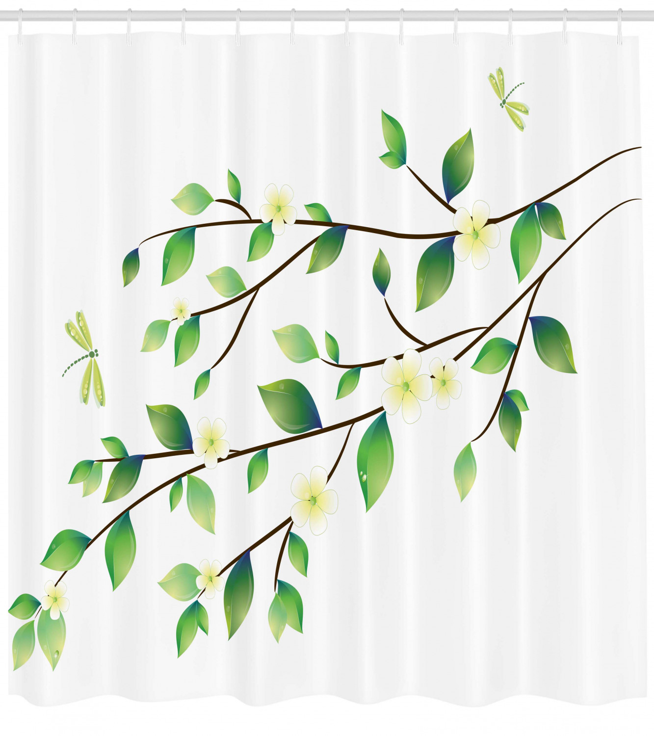 Flower and Dragonflies Shower Curtain for Bathroom - Animal Print