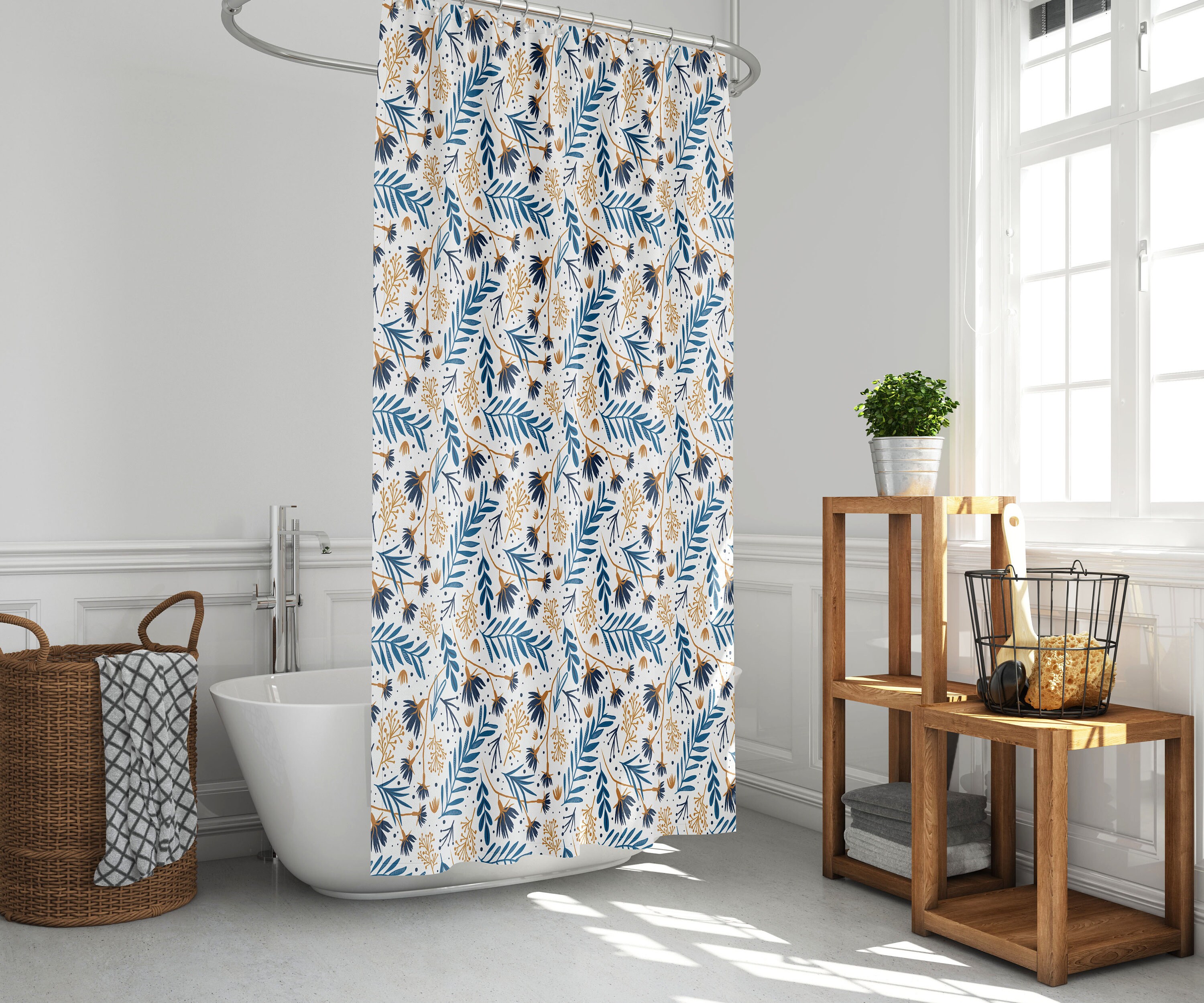 Flowers Shower Curtain, Plant Lady Boho Chic Bath Decor, Urban Jungle Life