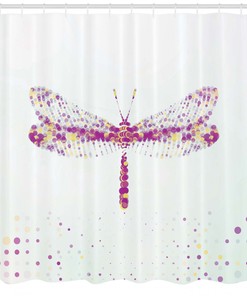Flying Dragonfly Art Printed Shower Curtain for Nature-inspired Bathroom