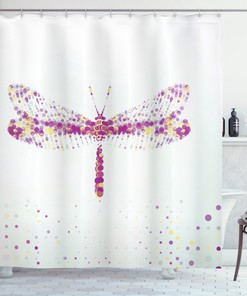 Flying Dragonfly Art Printed Shower Curtain for Nature-inspired Bathroom