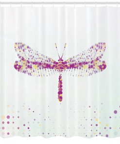 Flying Dragonfly Art Printed Shower Curtain for Nature-inspired Bathroom