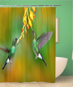 Flying Hummingbirds Tourmaline Sunangel Shower Curtain, Waterproof Fabric, Home and Bathroom Decor