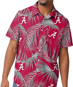 Foco NCAA College Team Logo Floral Tropical Button Up Shirt