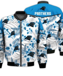 Football American Pattern Flowers Carolina Panthers 3D Bomber Jacket