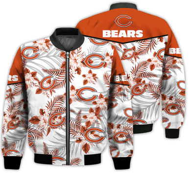 Football American Pattern Flowers Chicago Bears 3D Bomber Jacket