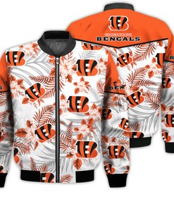 Football American Pattern Flowers Cincinnati Bengals 3D Bomber Jacket