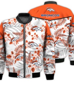 Football American Pattern Flowers Denver Broncos 3D Bomber Jacket