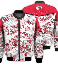 Football American Pattern Flowers Kansas City Chiefs 3D Bomber Jacket