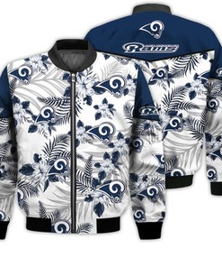 Football American Pattern Flowers Los Angeles Rams 3D Bomber Jacket