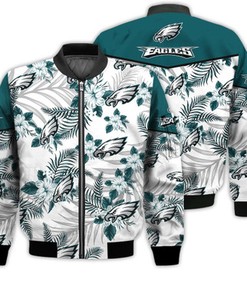 Football American Pattern Flowers Philadelphia Eagles 3D Bomber Jacket