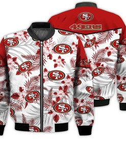 Football American Pattern Flowers San Francisco 49ers 3D Bomber Jacket