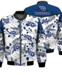 Football American Pattern Flowers Tennessee Titans 3D Bomber Jacket