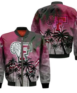 Fordham Rams Bomber Jacket Coconut Tree Tropical Grunge - NCAA
