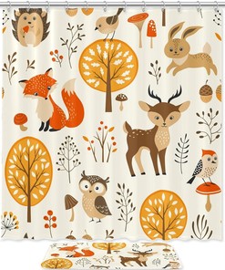 Forest Animals Waterproof Shower Curtain for Whimsical Bathroom Decor