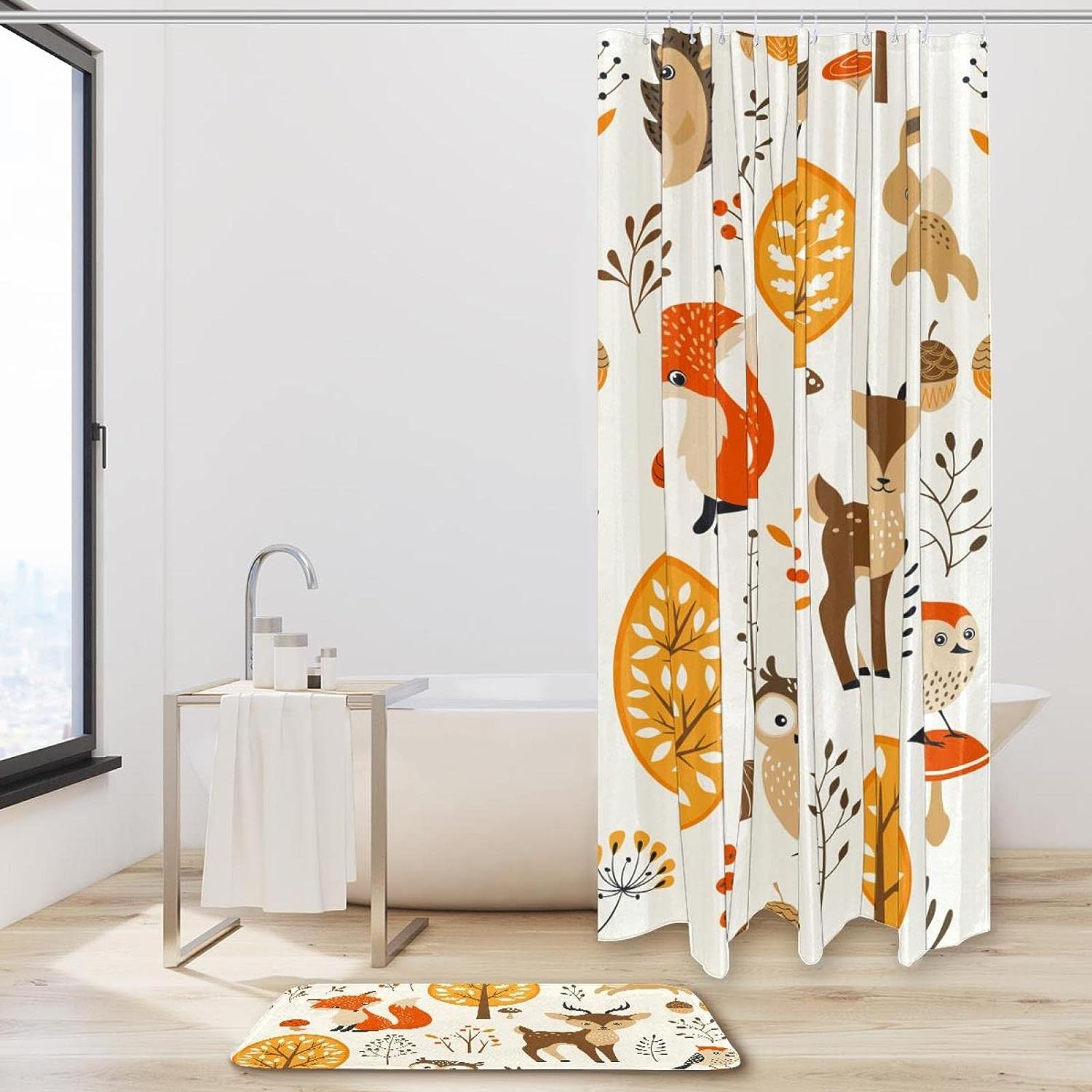 Forest Animals Waterproof Shower Curtain for Whimsical Bathroom Decor