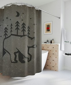Forest Bear Animal Print Shower Curtain for Rustic Bathroom Decor