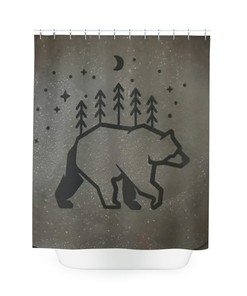 Forest Bear Animal Print Shower Curtain for Rustic Bathroom Decor