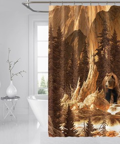 Forest Bear Shower Curtain Bathroom Decor 