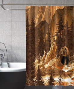 Forest Bear Shower Curtain Bathroom Decor