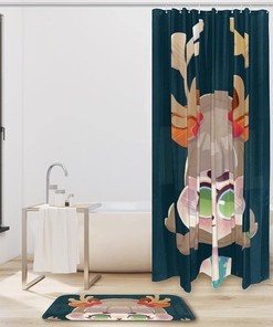 Forest Christmas Deer Waterproof Shower Curtain for Holiday Bathroom Decor
