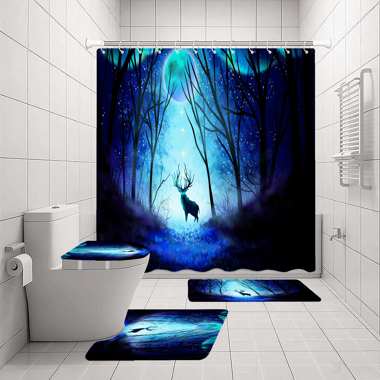 Forest Elk Deer Shower Curtain Bluefink