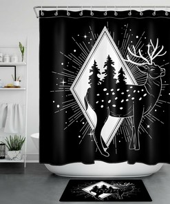 Forest Elk Shower Curtain - Bohemian Bathroom Decor