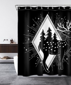 Forest Elk Shower Curtain - Bohemian Bathroom Decor