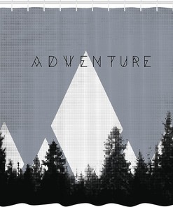 Forest Halftone Effect Camping Shower Curtain - Adventure Bathroom Decor