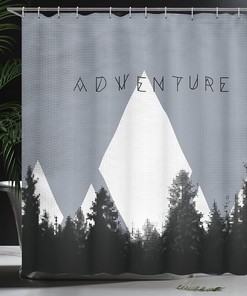 Forest Halftone Effect Camping Shower Curtain - Adventure Bathroom Decor 