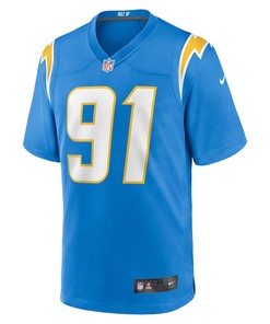 Forrest Merrill 91 Los Angeles Chargers Player Game Jersey - Powder Blue