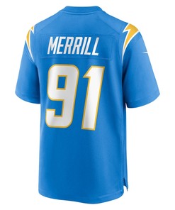 Forrest Merrill 91 Los Angeles Chargers Player Game Jersey - Powder Blue