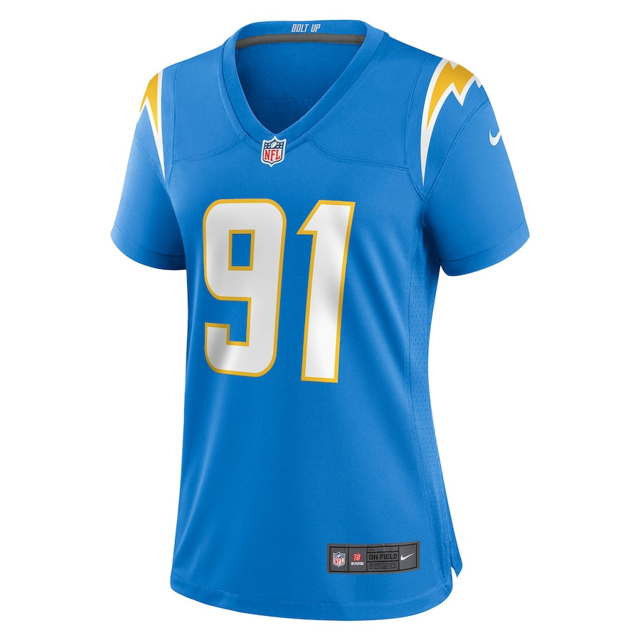 Forrest Merrill 91 Los Angeles Chargers Women's Player Game Jersey - Powder Blue