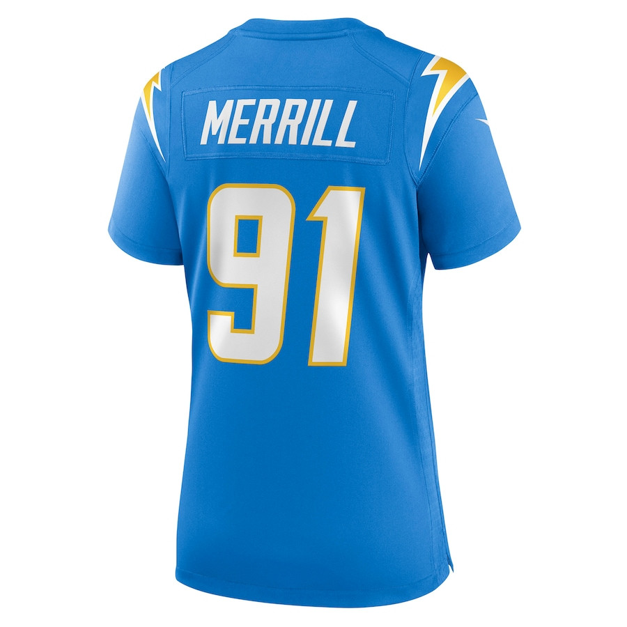 Forrest Merrill 91 Los Angeles Chargers Women's Player Game Jersey - Powder Blue