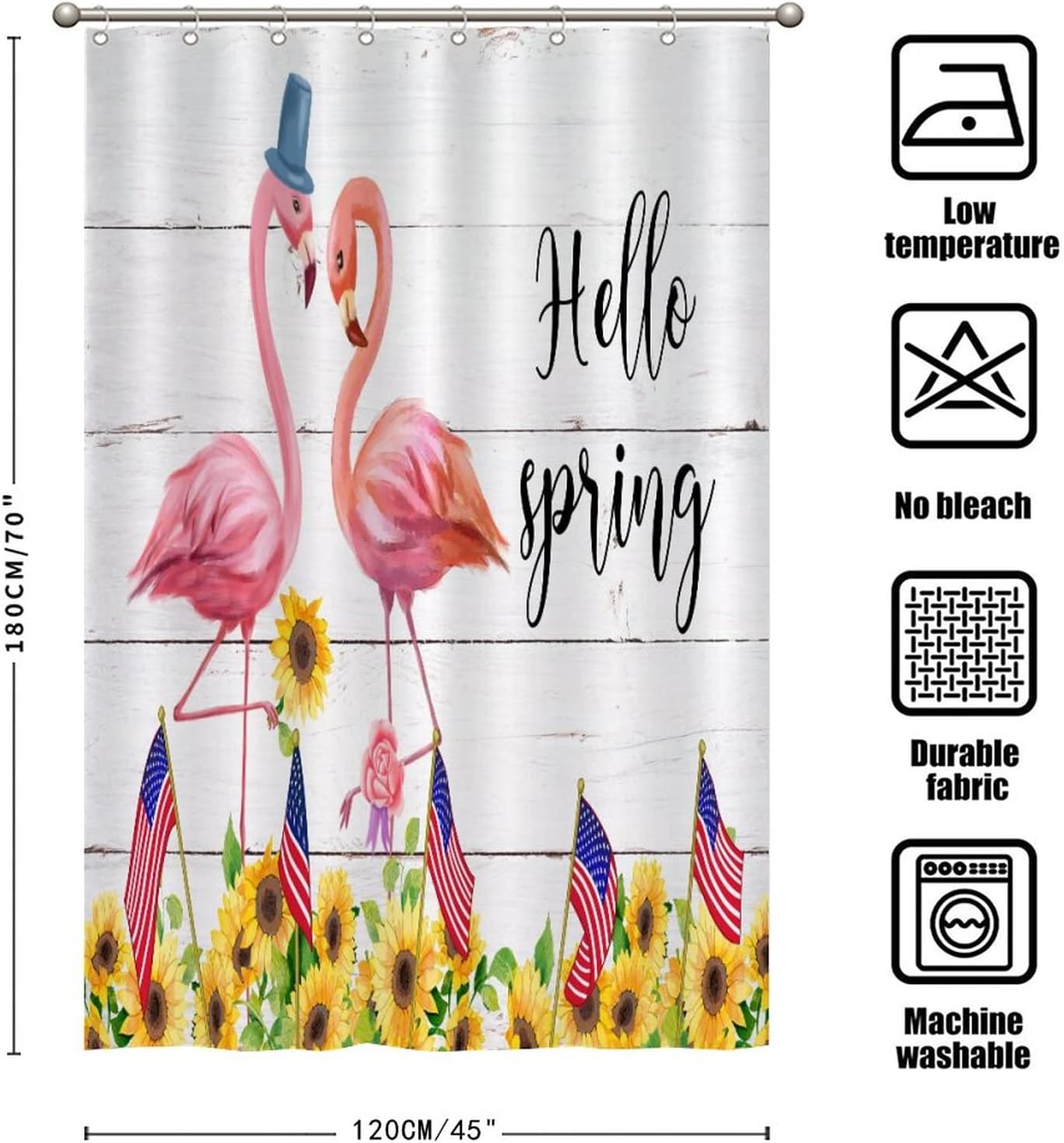 Fourth of July American Flag Flamingo Shower Curtain for a Patriotic Soft Home Decor