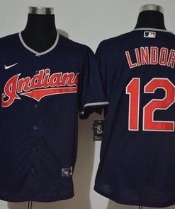 Francisco Lindor #12 2020 Mlb Black Blue Jersey