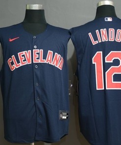 Francisco Lindor #12 2020 Mlb Cleveland Guardians Dark Blue Jersey