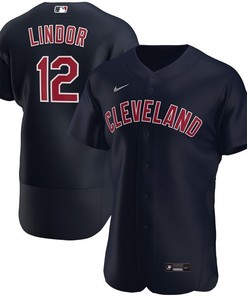 Francisco Lindor #12 2020 Mlb Cleveland Guardians Jersey - Dark Blue