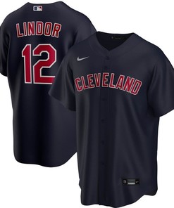 Francisco Lindor #12 Cleveland Guardians 2020 Mlb Dark Blue Jersey