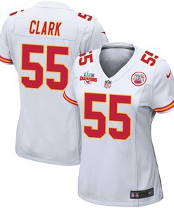 Frank Clark 55 Kansas City Chiefs Super Bowl LVII Champions 3 Stars Women Game Jersey - White