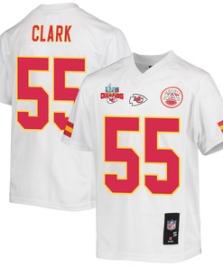 Frank Clark 55 Kansas City Chiefs Super Bowl LVII Champions 3 Stars Youth Game Jersey - White