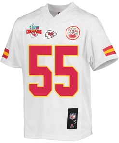 Frank Clark 55 Kansas City Chiefs Super Bowl LVII Champions 3 Stars Youth Game Jersey - White