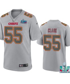 Frank Clark 55 Kansas City Chiefs Super Bowl LVII Patch Atmosphere Fashion Game Jersey - Gray