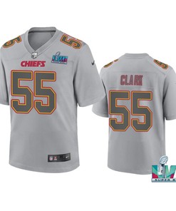 Frank Clark 55 Kansas City Chiefs Super Bowl LVII Youth Atmosphere Game Jersey - Gray