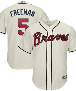 Freddie Freeman Jersey, Atlanta Braves Official Cool Base Player Jersey - Cream
