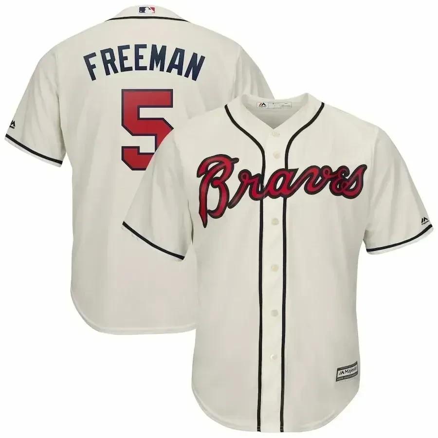 Freddie Freeman Jersey, Atlanta Braves Official Cool Base Player Jersey - Cream