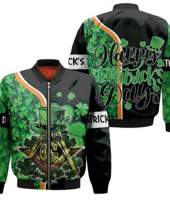 Freemasons St Patrick Happy Saintt Patricks Day Bomber Jacket Model 2150