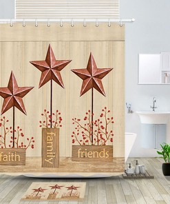 Fresh Simple Faith Family Friends Star Shower Curtain Bathroom Decor 