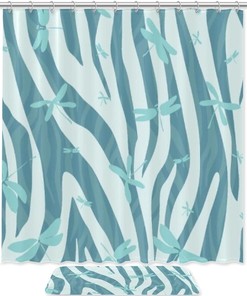 Fresh and Colorful Shower Curtain with Bamboo Leaf Silhouette in Waterproof Fabric